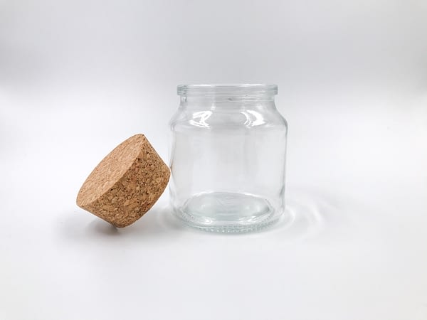 Glass jar with cork top