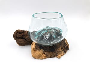Molten glass on wood