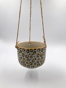 Leopard print hanging plant pot