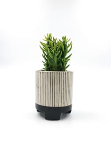Striped monochrome plant pot on legs (small)
