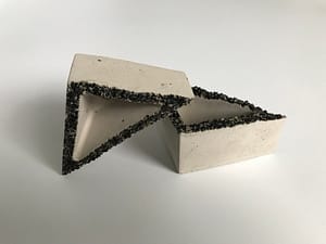Concrete triangle pot with gravel for sale