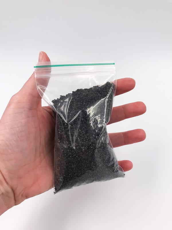 Small black gravel in bag